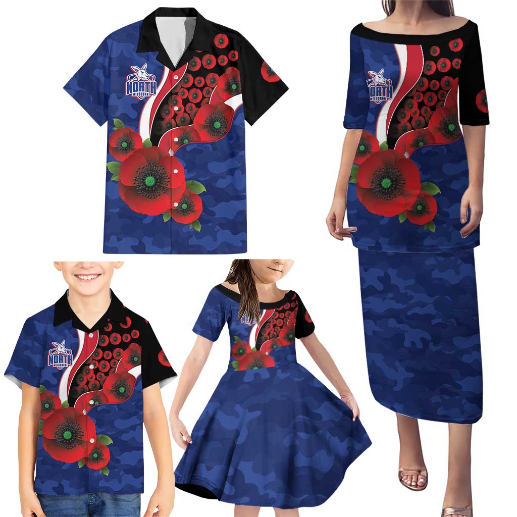 North Kangaroos ANZAC Personalised Family Matching Puletasi and Hawaiian Shirt Lest We Forget Poppy Camo