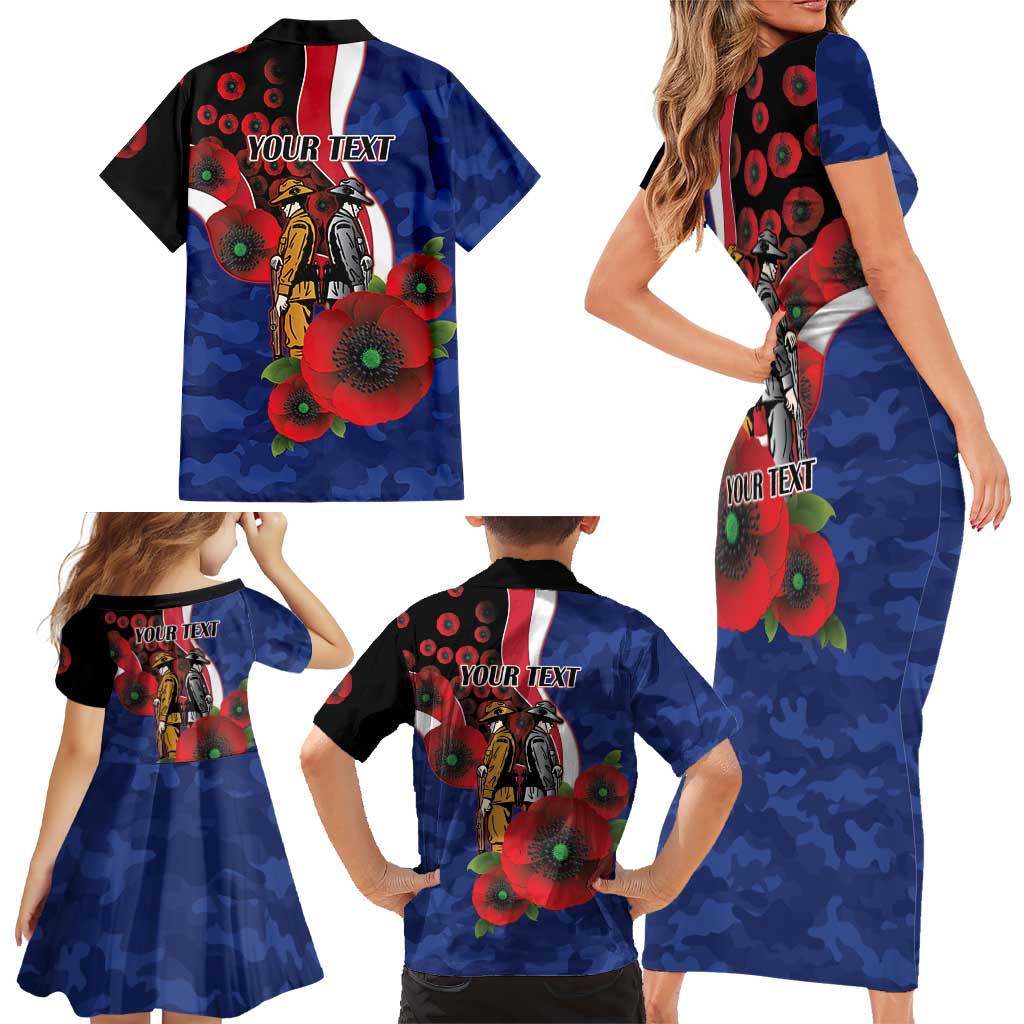 North Kangaroos ANZAC Personalised Family Matching Short Sleeve Bodycon Dress and Hawaiian Shirt Lest We Forget Poppy Camo