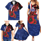 North Kangaroos ANZAC Personalised Family Matching Summer Maxi Dress and Hawaiian Shirt Lest We Forget Poppy Camo