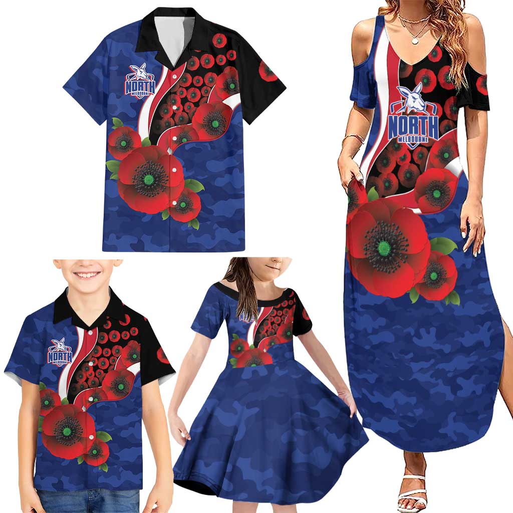 North Kangaroos ANZAC Personalised Family Matching Summer Maxi Dress and Hawaiian Shirt Lest We Forget Poppy Camo