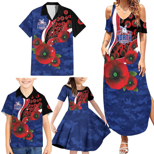 North Kangaroos ANZAC Personalised Family Matching Summer Maxi Dress and Hawaiian Shirt Lest We Forget Poppy Camo