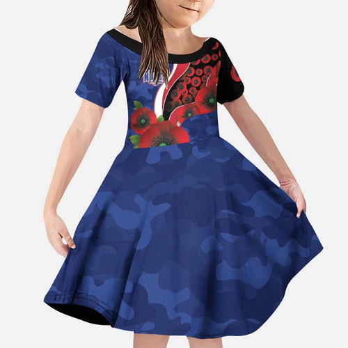 North Kangaroos ANZAC Personalised Family Matching Summer Maxi Dress and Hawaiian Shirt Lest We Forget Poppy Camo