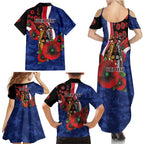 North Kangaroos ANZAC Personalised Family Matching Summer Maxi Dress and Hawaiian Shirt Lest We Forget Poppy Camo