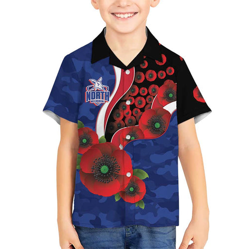 North Kangaroos ANZAC Personalised Family Matching Summer Maxi Dress and Hawaiian Shirt Lest We Forget Poppy Camo