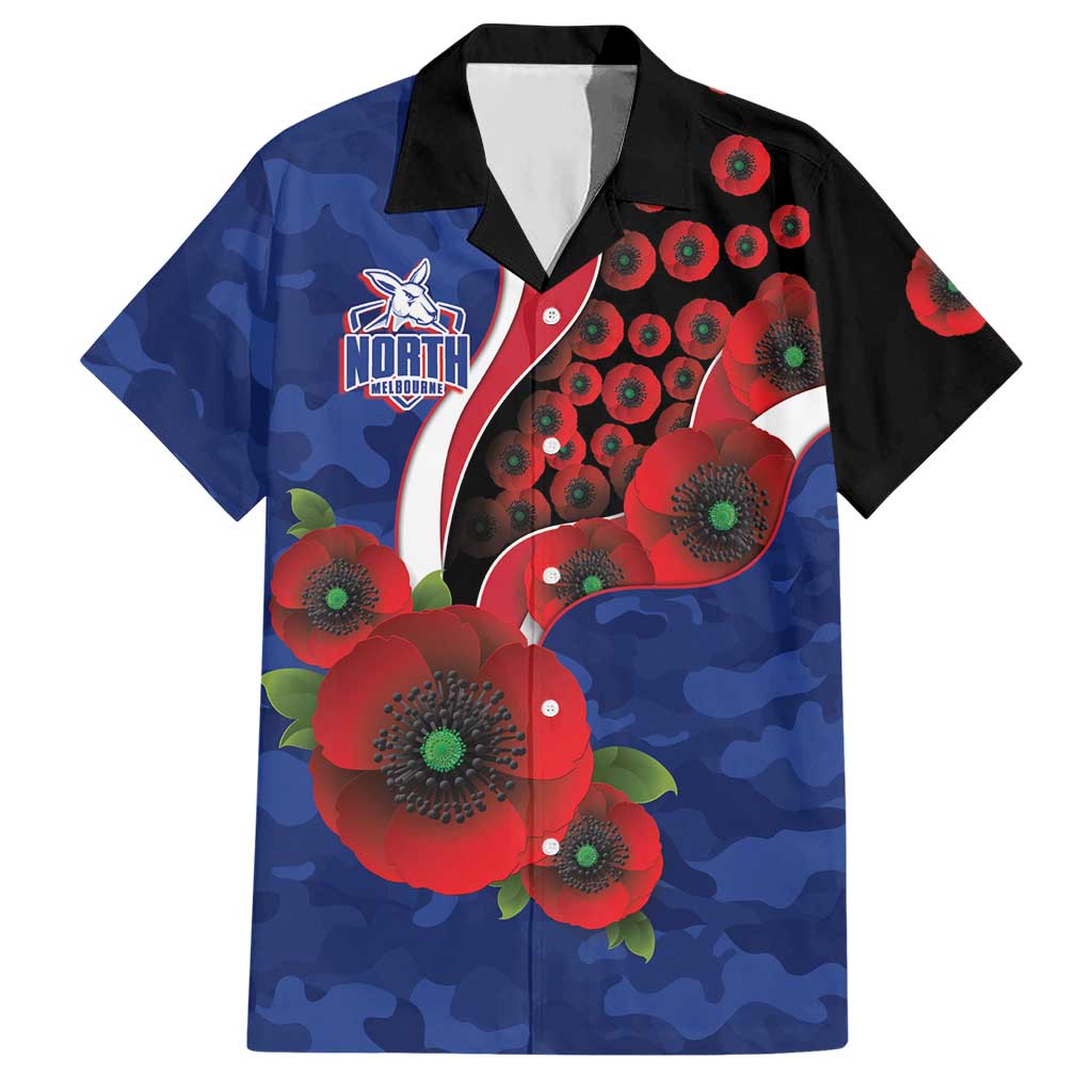 North Kangaroos ANZAC Personalised Hawaiian Shirt Lest We Forget Poppy Camo