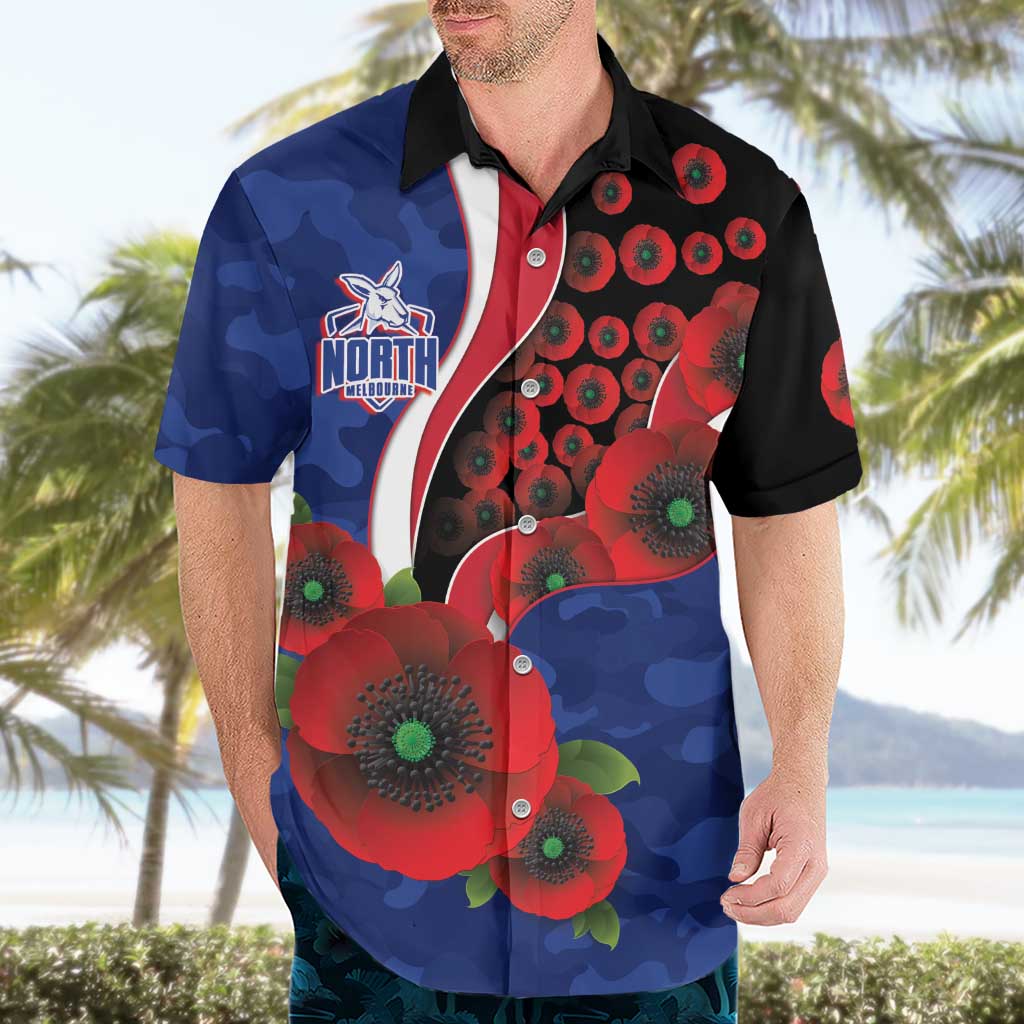North Kangaroos ANZAC Personalised Hawaiian Shirt Lest We Forget Poppy Camo