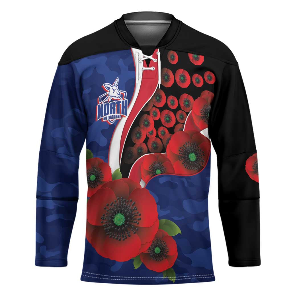 North Kangaroos ANZAC Personalised Hockey Jersey Lest We Forget Poppy Camo
