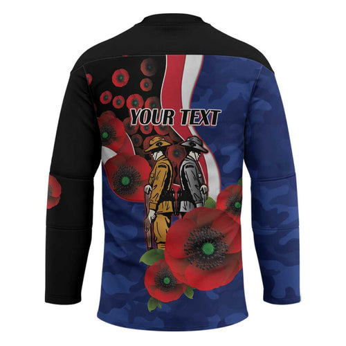 North Kangaroos ANZAC Personalised Hockey Jersey Lest We Forget Poppy Camo