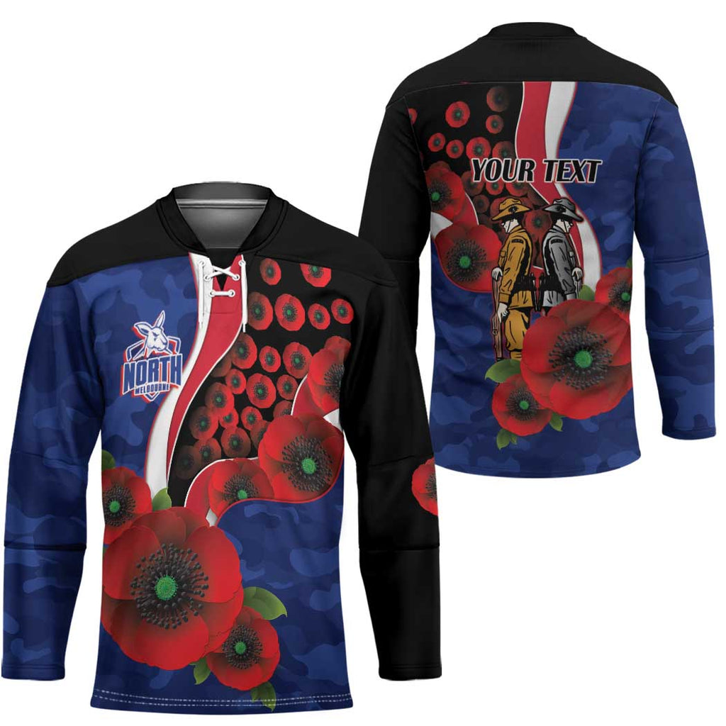 North Kangaroos ANZAC Personalised Hockey Jersey Lest We Forget Poppy Camo