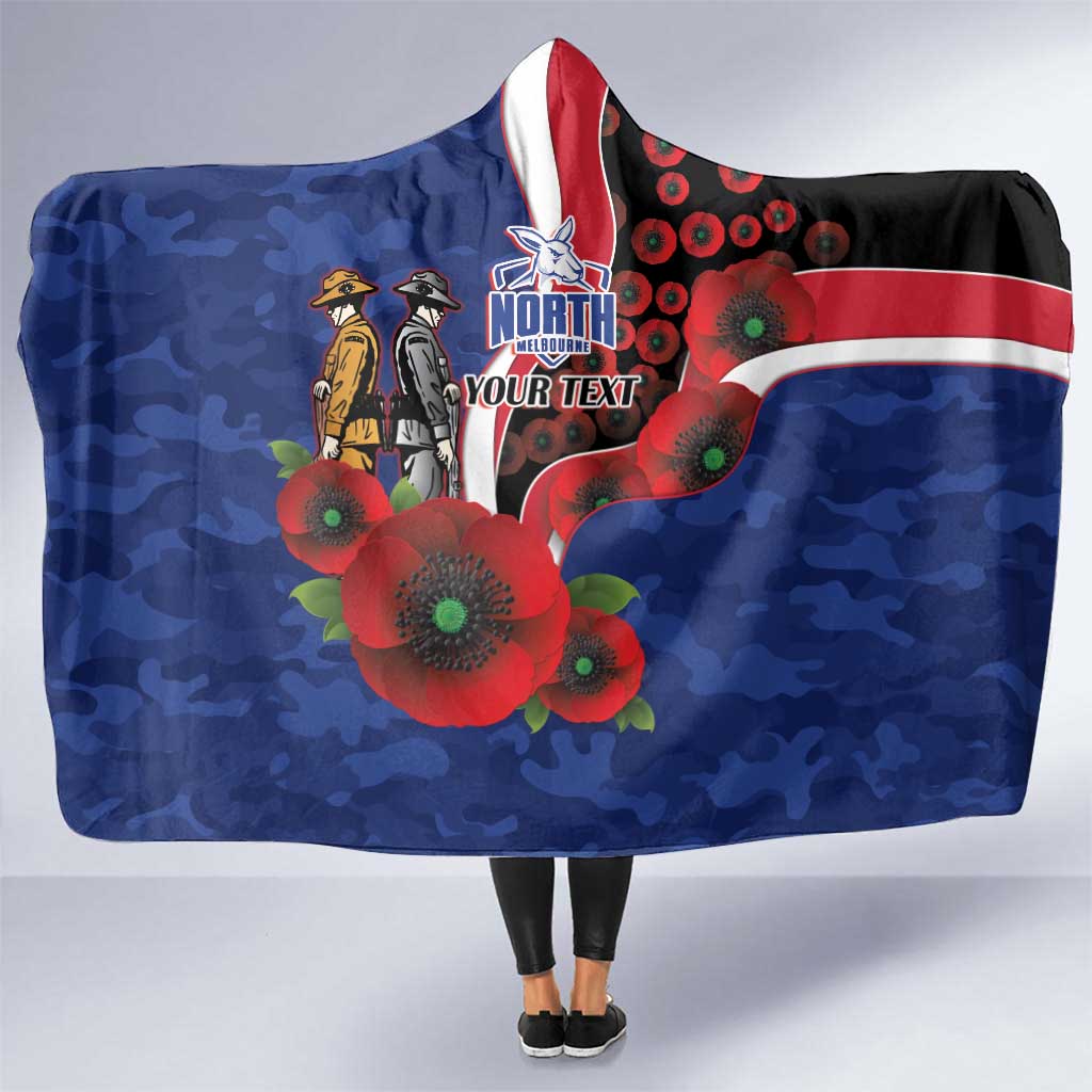 North Kangaroos ANZAC Personalised Hooded Blanket Lest We Forget Poppy Camo