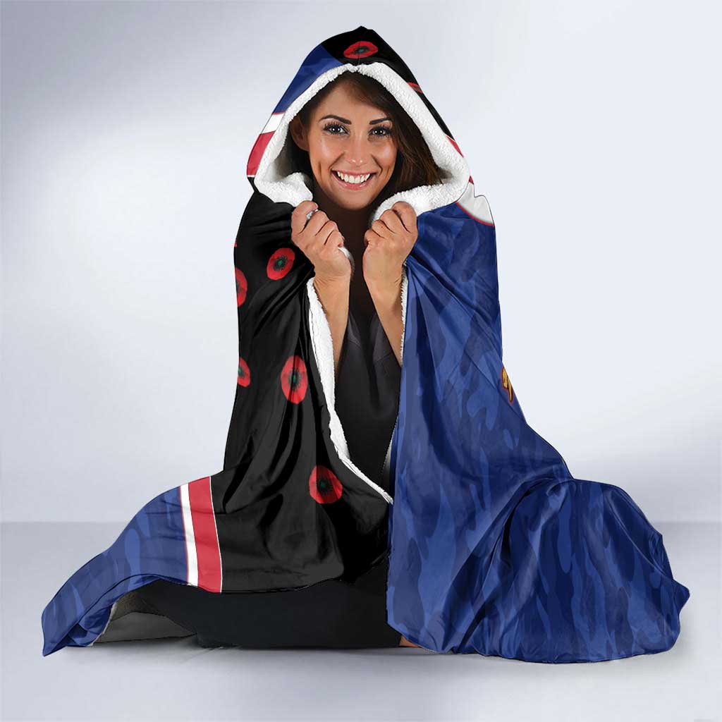 North Kangaroos ANZAC Personalised Hooded Blanket Lest We Forget Poppy Camo