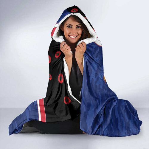 North Kangaroos ANZAC Personalised Hooded Blanket Lest We Forget Poppy Camo
