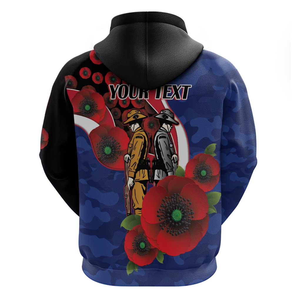 North Kangaroos ANZAC Personalised Hoodie Lest We Forget Poppy Camo
