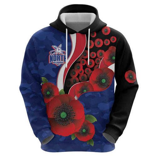 North Kangaroos ANZAC Personalised Hoodie Lest We Forget Poppy Camo