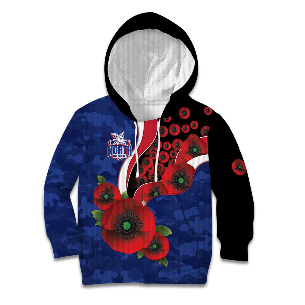North Kangaroos ANZAC Personalised Kid Hoodie Lest We Forget Poppy Camo