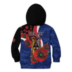 North Kangaroos ANZAC Personalised Kid Hoodie Lest We Forget Poppy Camo