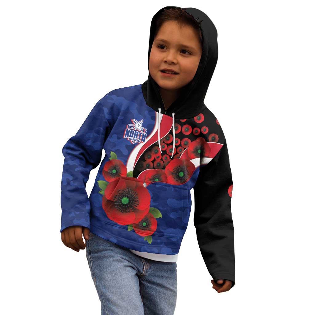 North Kangaroos ANZAC Personalised Kid Hoodie Lest We Forget Poppy Camo