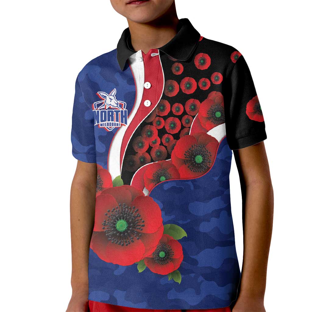 North Kangaroos ANZAC Personalised Kid Polo Shirt Lest We Forget Poppy Camo