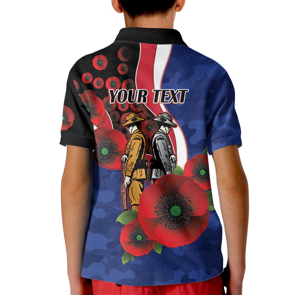 North Kangaroos ANZAC Personalised Kid Polo Shirt Lest We Forget Poppy Camo