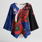 North Kangaroos ANZAC Personalised Kimono Sleeve Blouse Lest We Forget Poppy Camo