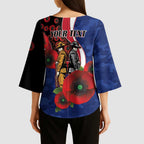 North Kangaroos ANZAC Personalised Kimono Sleeve Blouse Lest We Forget Poppy Camo
