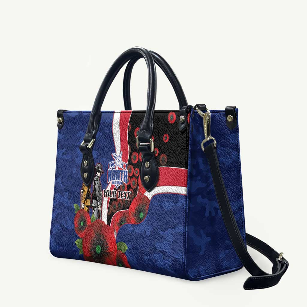 North Kangaroos ANZAC Personalised Leather Bag Lest We Forget Poppy Camo