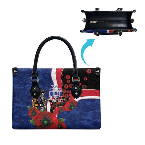North Kangaroos ANZAC Personalised Leather Bag Lest We Forget Poppy Camo