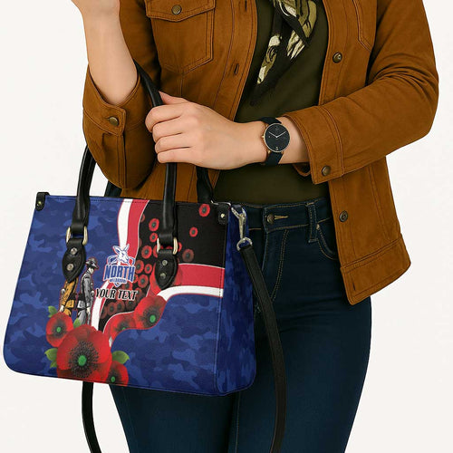 North Kangaroos ANZAC Personalised Leather Bag Lest We Forget Poppy Camo