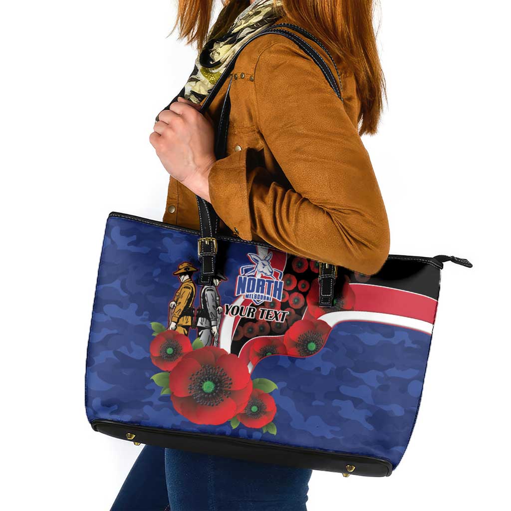 North Kangaroos ANZAC Personalised Leather Tote Bag Lest We Forget Poppy Camo