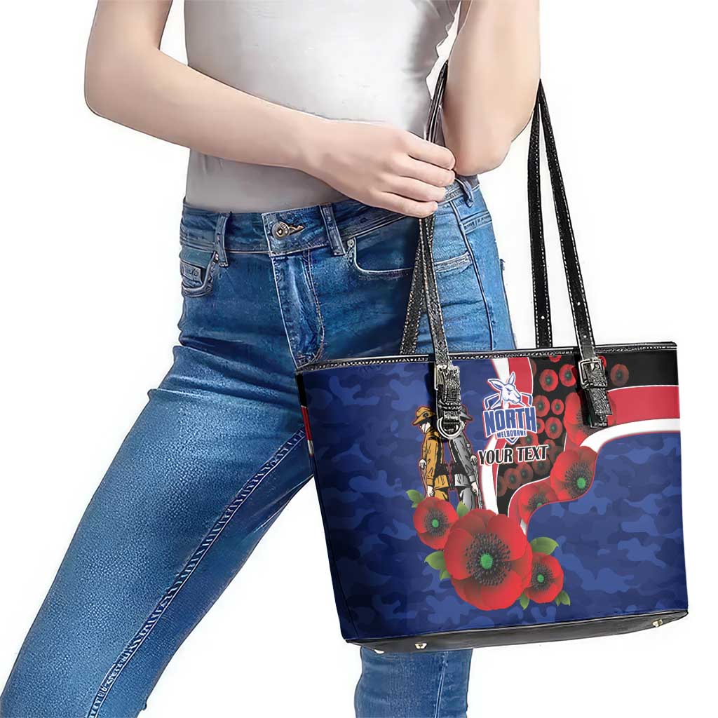 North Kangaroos ANZAC Personalised Leather Tote Bag Lest We Forget Poppy Camo