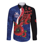 North Kangaroos ANZAC Personalised Long Sleeve Button Shirt Lest We Forget Poppy Camo