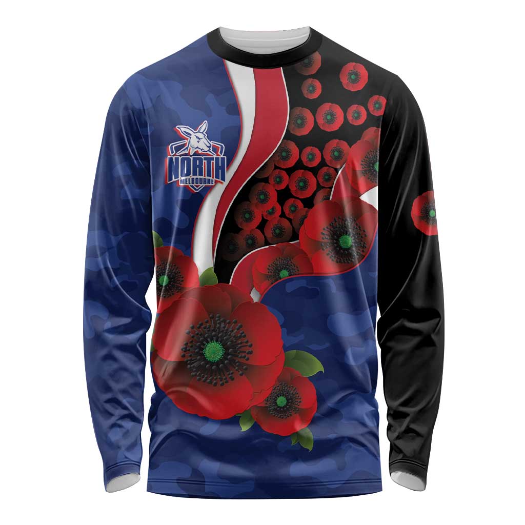 North Kangaroos ANZAC Personalised Long Sleeve Shirt Lest We Forget Poppy Camo