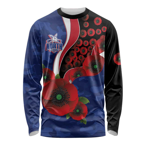 North Kangaroos ANZAC Personalised Long Sleeve Shirt Lest We Forget Poppy Camo