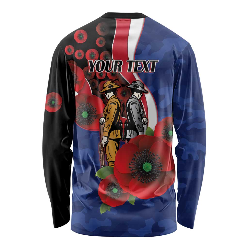 North Kangaroos ANZAC Personalised Long Sleeve Shirt Lest We Forget Poppy Camo