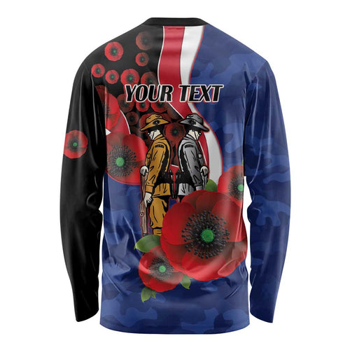 North Kangaroos ANZAC Personalised Long Sleeve Shirt Lest We Forget Poppy Camo