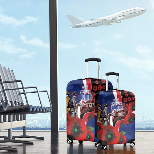 North Kangaroos ANZAC Personalised Luggage Cover Lest We Forget Poppy Camo