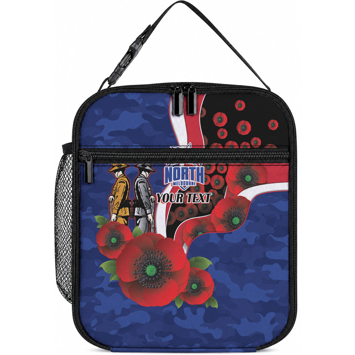 North Kangaroos ANZAC Personalised Lunch Bag Lest We Forget Poppy Camo