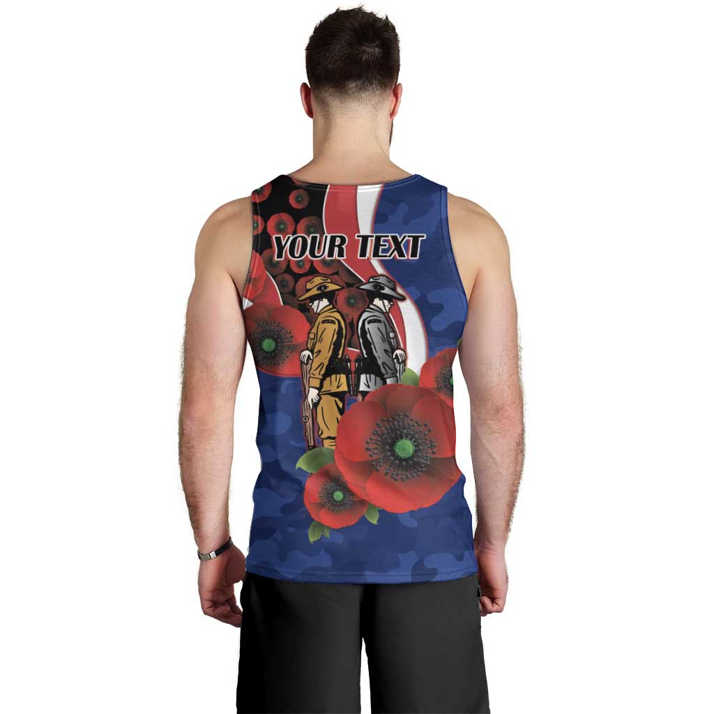 North Kangaroos ANZAC Personalised Men Tank Top Lest We Forget Poppy Camo