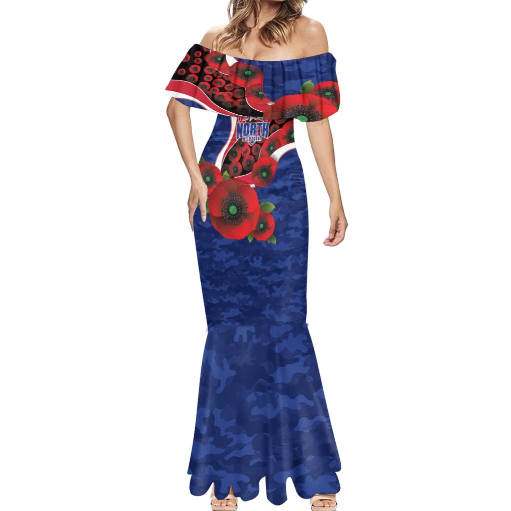North Kangaroos ANZAC Personalised Mermaid Dress Lest We Forget Poppy Camo