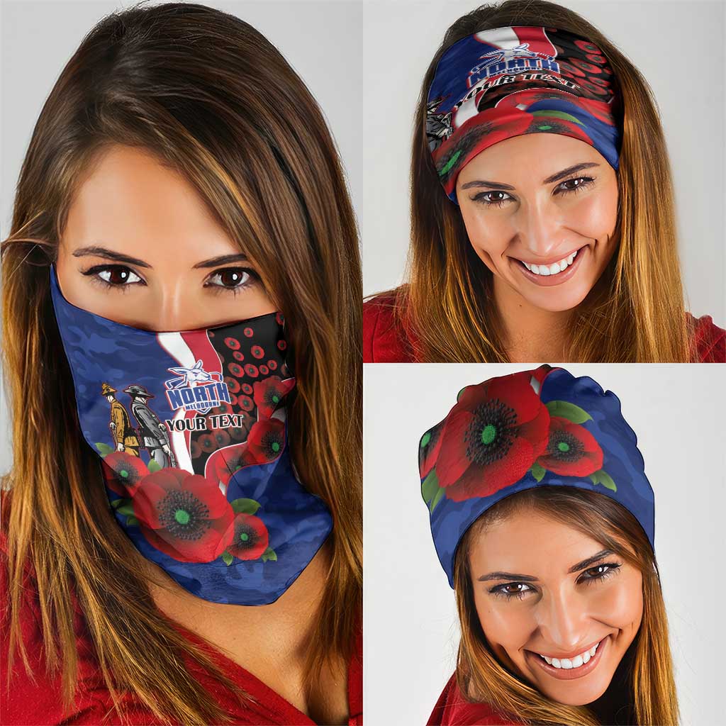 North Kangaroos ANZAC Personalised Neck Gaiter Lest We Forget Poppy Camo