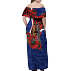North Kangaroos ANZAC Personalised Off Shoulder Maxi Dress Lest We Forget Poppy Camo