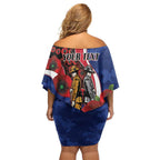 North Kangaroos ANZAC Personalised Off Shoulder Short Dress Lest We Forget Poppy Camo