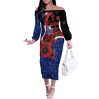 North Kangaroos ANZAC Personalised Off The Shoulder Long Sleeve Dress Lest We Forget Poppy Camo