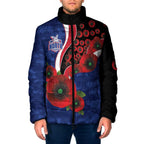 North Kangaroos ANZAC Personalised Padded Jacket Lest We Forget Poppy Camo