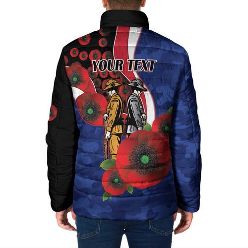 North Kangaroos ANZAC Personalised Padded Jacket Lest We Forget Poppy Camo