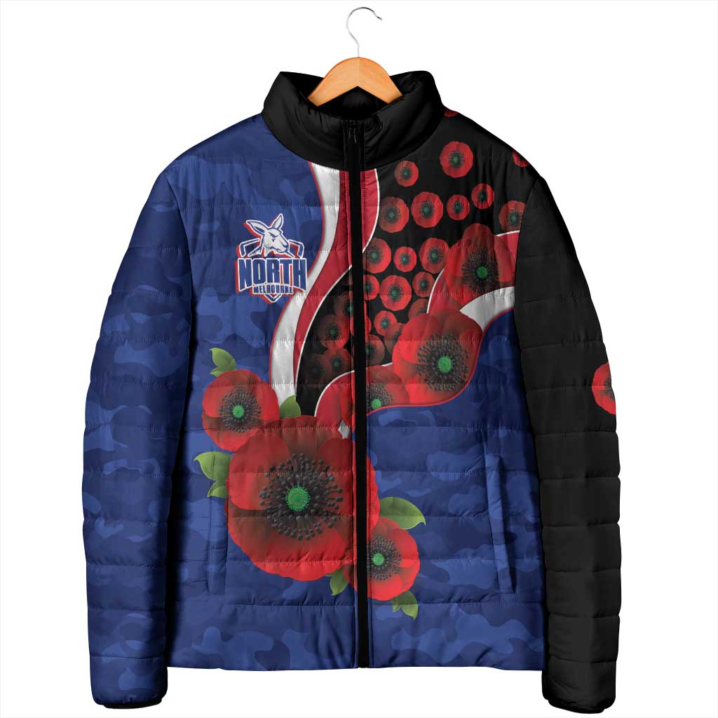 North Kangaroos ANZAC Personalised Padded Jacket Lest We Forget Poppy Camo