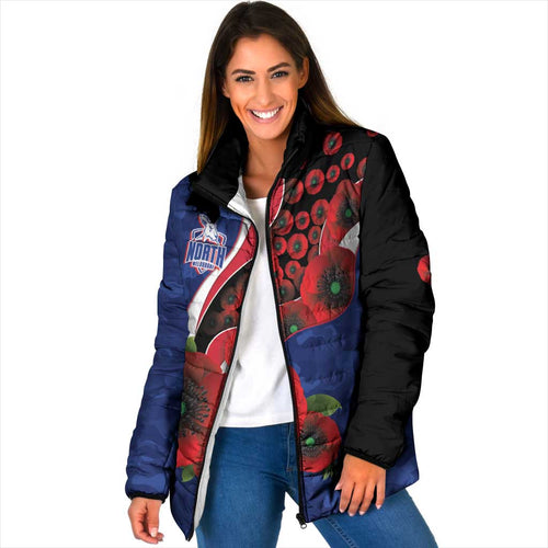 North Kangaroos ANZAC Personalised Padded Jacket Lest We Forget Poppy Camo