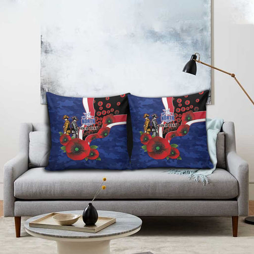 North Kangaroos ANZAC Personalised Pillow Cover Lest We Forget Poppy Camo