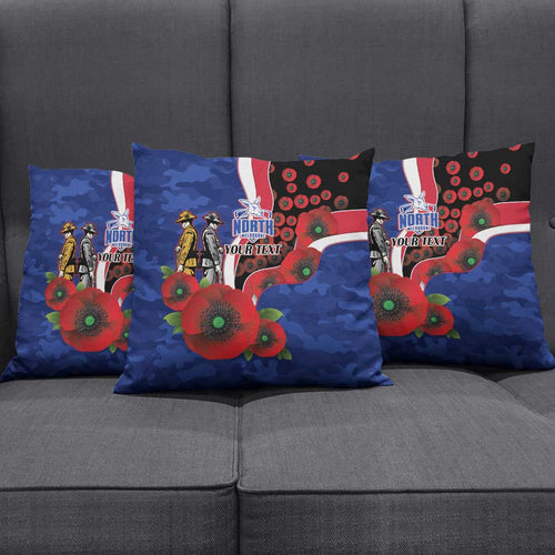 North Kangaroos ANZAC Personalised Pillow Cover Lest We Forget Poppy Camo