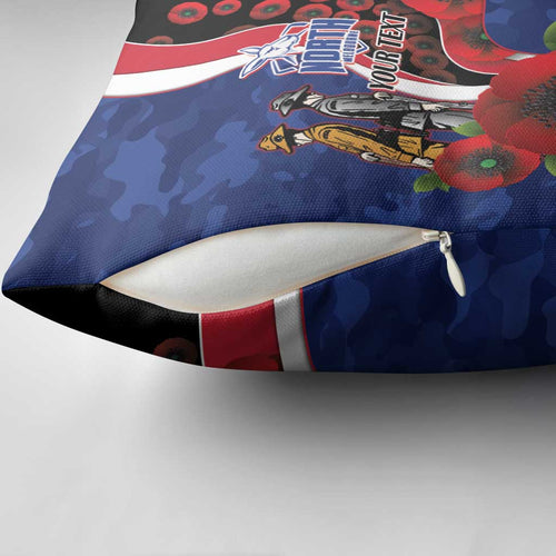 North Kangaroos ANZAC Personalised Pillow Cover Lest We Forget Poppy Camo